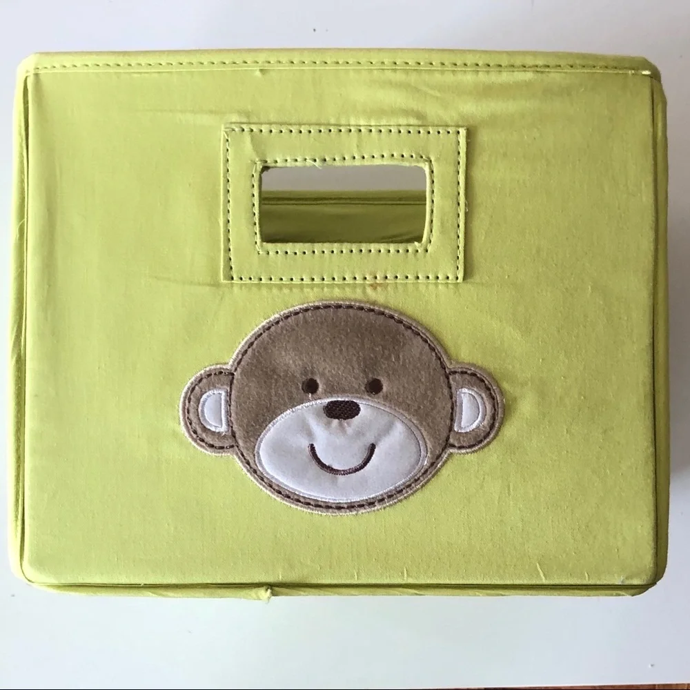 Set of 2 Carter's Green Storage Bins with Monkey Design